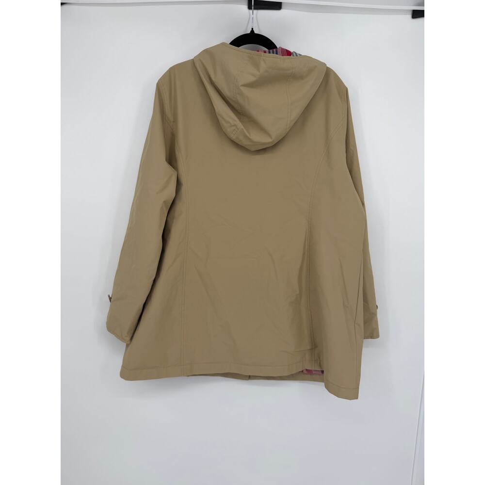 Vintage L.L. BEAN 1X Womens Khaki Mackintosh Jacket Flannel Lined Rain Coat Hood - Picture 11 of 16